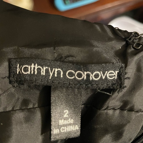 Kathryn Conover Cocktail Dress SZ 2 Black White Purple Sequin Satin Fit & Flare - Picture 7 of 7